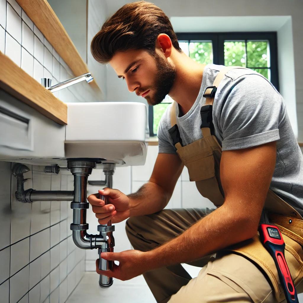 A_plumber_tightening_a_sink_drain_pipe_in_a_modern.jpg
